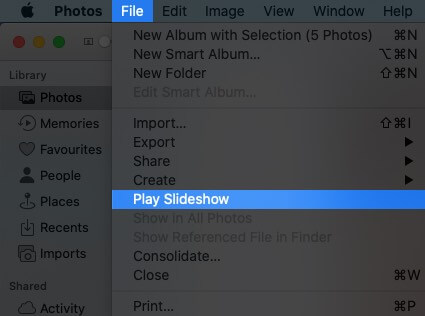 play slideshow for usb photo album on mac